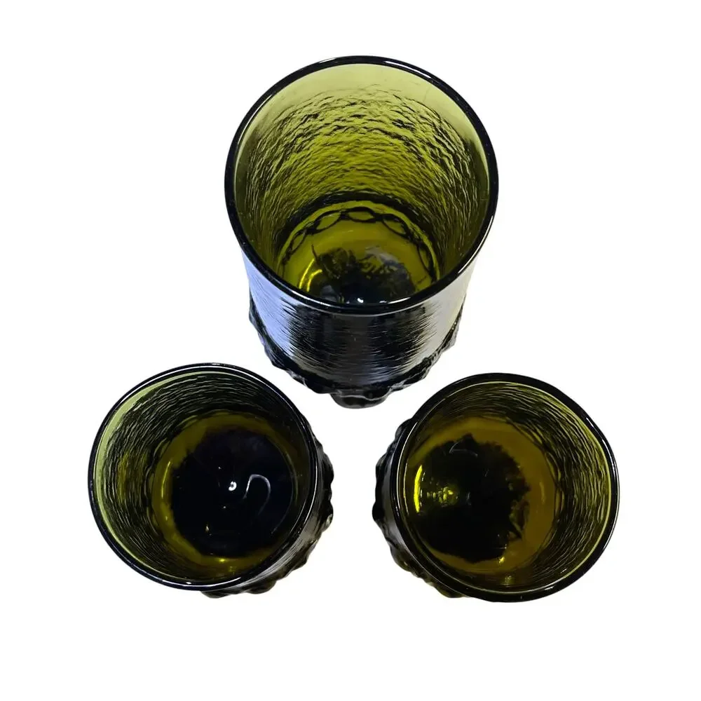 Vintage Tiffin Franciscan Madeira Olive Green Glasses Goblets Set of 3